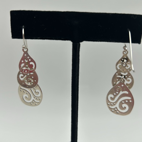 Silpada Triple Teardrop Free Falling Cutout Earrings - W2299 - Picture 2 of 4